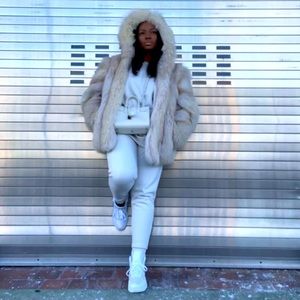 Woman’s Real Fox Hooded Fur Coat